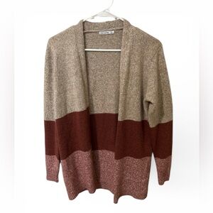 Pink Clover Tan & Rust Colorblock Open-Front Cardigan Size Small
